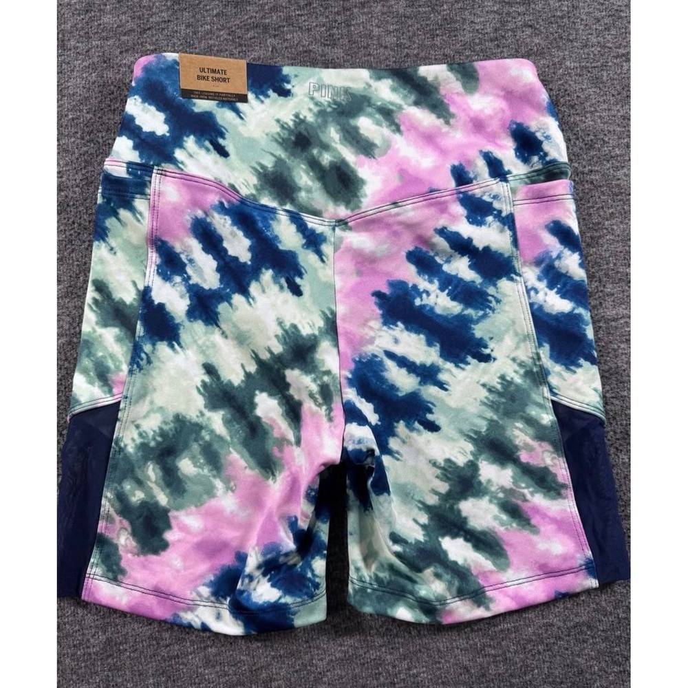 Pink Active Victoria's Secret Ultimate Bike Shorts Tie Dye Mesh Pockets Small - Picture 6 of 7